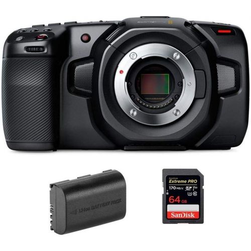 블랙매직디자인 [아마존베스트]Blackmagic Design Pocket Cinema Camera 4K - Bundle with 64GB SDXC Memory Card, Green Extreme LP-E6N Rechargeable Lithium-Ion Battery Pack