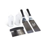 Blackstone Signature Griddle Accessories, Restaurant Grade, 2 Spatulas, 1 Chopper Scraper, 2 Bottles, FREE Recipe Book, 5 Piece Tool Kit for BBQ Grill, great for Flat Top Cooking,