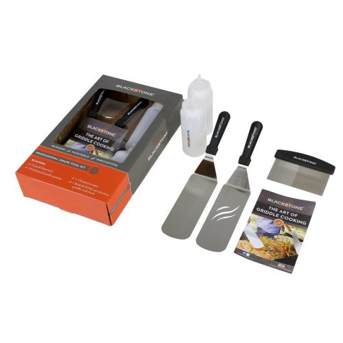  Blackstone Signature Griddle Accessories, Restaurant Grade, 2 Spatulas, 1 Chopper Scraper, 2 Bottles, FREE Recipe Book, 5 Piece Tool Kit for BBQ Grill, great for Flat Top Cooking,