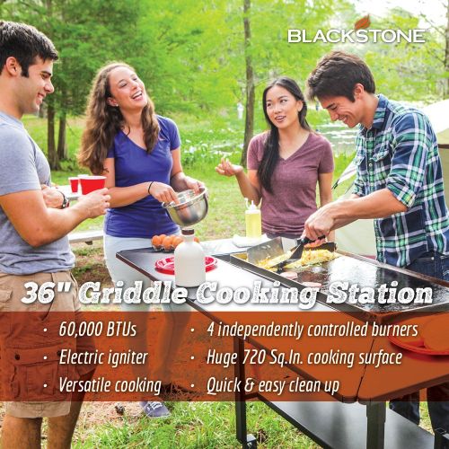  Blackstone 1554 Station-4-burner-Propane Fueled-Restaurant Grade-Professional 36 inch Outdoor Flat Top Gas Grill Griddle Station-4-bur, 36 - 4 Burner