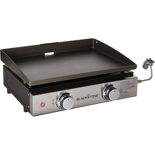  Blackstone Tabletop Grill - 22 Inch Portable Gas Griddle - Propane Fueled - 2 Adjustable Burners - Rear Grease Trap - For Outdoor Cooking While Camping, Tailgating or Picnicking -