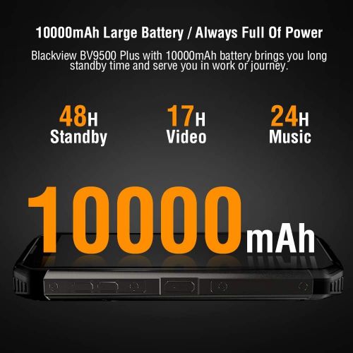 블랙뷰 [아마존핫딜][아마존 핫딜] Rugged Phone Helio P70, Blackview BV9500 Plus (2019) 9V/2A 10000mAh Rugged Smartphone 4G IP68 Wireless Charging Android 9.0 4GB+64GB 13MP+16MP 5.7 inch FHD+IPS Fingerprint Rugged A