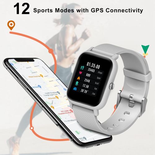 블랙뷰 Blackview Smart Watch for Android Phones and iOS Phones, All-Day Activity Tracker with Heart Rate Sleep Monitor, 1.3 Full Touch Screen, 5ATM Waterproof Pedometer, Smartwatch for Me