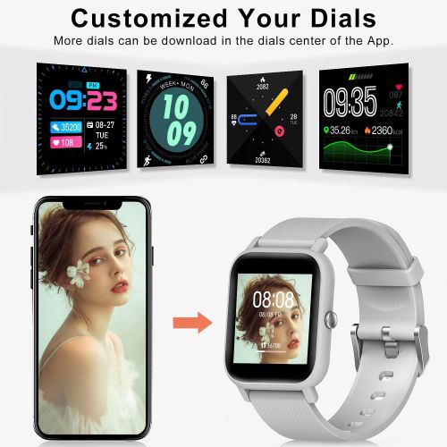 블랙뷰 Blackview Smart Watch for Android Phones and iOS Phones, All-Day Activity Tracker with Heart Rate Sleep Monitor, 1.3 Full Touch Screen, 5ATM Waterproof Pedometer, Smartwatch for Me