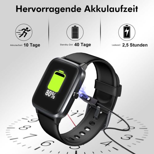 블랙뷰 [아마존베스트]Blackview Smart Watch, Fitness Armband with Heart Rate Monitor, Sleep Monitor, Fitness Tracker, Waterproof 5ATM Fitness Watch, Sports Watch, Pedometer for Android iOS Mobile Phone