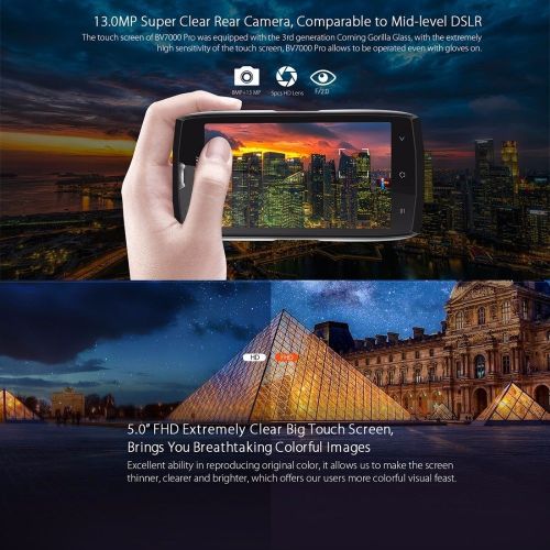 블랙뷰 Original Blackview BV7000 Pro 4G Smartphone 5.0 inch FHD MTK6750T Octa Core Android 6.0 4GB RAM 64GB ROM Front camera: 8.0MP Rear camera: 13.0MP Waterproof IP68 Cellphone Battery 3