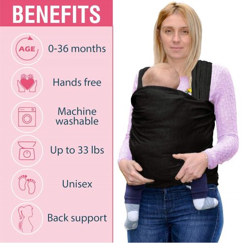  BlackyVox Baby Infant Newborn Baby Carrier Belt from 0 Months to 3 Years up to 15 Kg of 2nd Generation Eco-Friendly Cotton Breathable Elastic Baby Wrap Sling Long New Fit