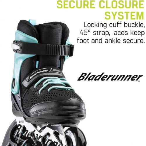  Bladerunner by Rollerblade Formula 100 Womens Adult Fitness Inline Skate, Black and Light Blue, Inline Skates