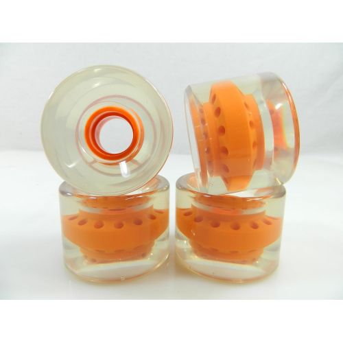  Blank 60mm Pro Gel Color Longboard Skateboard Wheels (Clear Core Orange)