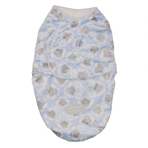  Blankets and Beyond Lovely Decorated Owl Printed Swaddle Blue