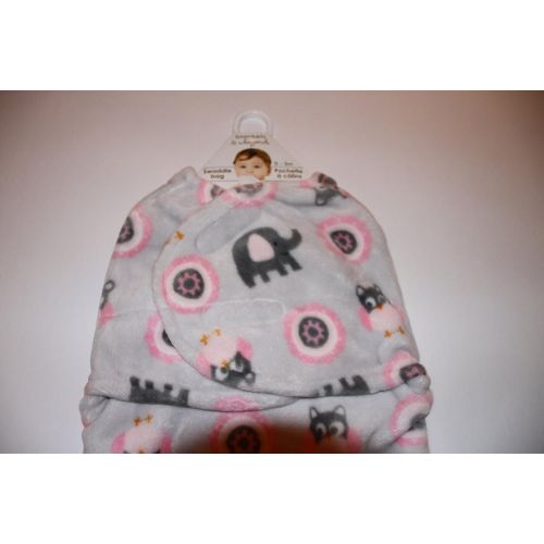  Blankets and Beyond Blankets & Beyond Baby Swaddle Blanket Grey and Pink Elephants and Owls 0-3 Months