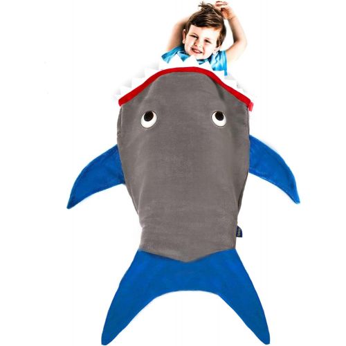  [아마존베스트]Blankie Tails | Shark Blanket, Shark Tail Double Sided Super Soft and Cozy Minky Fleece Blanket, Machine Washable Wearable Blanket (37 H x 24 (Toddlers 18 months+), Glow in The Dar