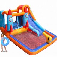 Blast MEIOUKA Rocket Inflatable Bounce Castle Houses with 450W Blower Inflatable Water Slides Ball Pool Park Jumping House Inflatable Water Slide Pool Bounce Houses for Kids Jumper Party