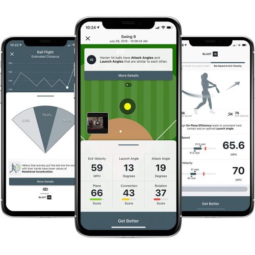  Blast Motion Blast Softball Swing Analyzer Instant Feedback Track Progress Capture Video 3D Swing Tracer App Enabled, iOS and Android Compatible