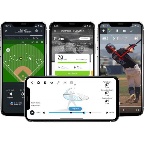  Blast Motion Blast Baseball Swing Analyzer Instant Feedback Track Progress Capture Video 3D Swing Tracer App Enabled, iOS and Adroid Compatible (900-00040)