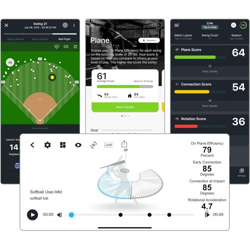  Blast Motion Blast Softball Swing Analyzer Instant Feedback Track Progress Capture Video 3D Swing Tracer App Enabled, iOS and Android Compatible