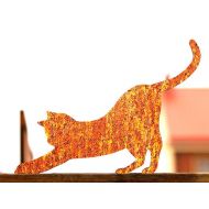 /BlaszanyKotpl Rusty Metal Cat Mizia - Garden Outdoor Ornament for Cat Lovers - Garden Sculpture - Metal Yard Art