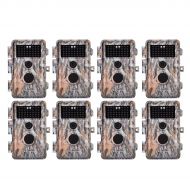 BlazeVideo 8-Pack 16MP Game Trail Cameras Wildlife Animal Hunting Cams Low Glow Infrared Motion Sensor Activated Waterproof with Night Vision 38pcs IR LEDs Up to 65ft, Record Video