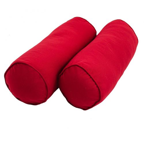  Blazing Needles Twill Bolster Pillows with Cording and Inserts - Set of 2