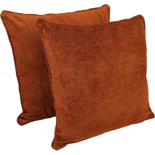  Blazing Needles Double-Corded Patterned Jacquard Chenille Square Floor Pillows with Inserts (Set of 2), 25, Floral Beige Damask
