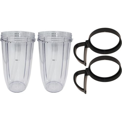  Blendin 2 Pack 32 Ounce Huge Cup Jar with Handled Lip Ring,Compatible with Nutribullet 600W 900W Blender Juicer