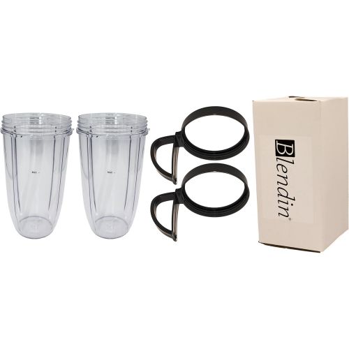  Blendin 2 Pack 32 Ounce Huge Cup Jar with Handled Lip Ring,Compatible with Nutribullet 600W 900W Blender Juicer