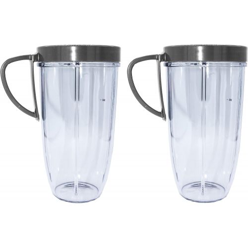  Blendin 2 Pack 32 Ounce Huge Cup Jar with Handled Lip Ring,Compatible with Nutribullet 600W 900W Blender Juicer