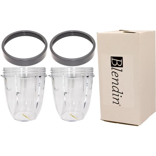  Blendin 2 Pack 18 Ounce Short Capacity Cup with Lip Rings, Compatible with Nutribullet 600W 900W Blenders