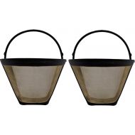Blendin Reusable #4 Cone Style Gold Stainless Steel Mesh Coffee Filter, Compatible with Cuisinart GTF-4 and some other Coffeemaker Brewers (2 Pack)