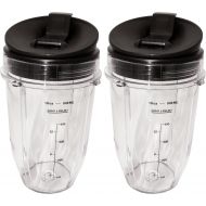 Blendin 18 Ounce Small Cup Jar with Sip N Seal Lids - Replacement Cup Compatible with Nutri Ninja Auto-iQ 1000w Series and Duo Blenders - Premium Blender Cups Replacement (2 Pack)