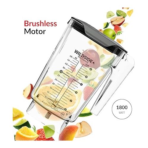  Blendtec Stealth X 885 - Brushless Commercial-Grade Blender with Sound Enclosure - Wildside + and FourSide Jar with Soft Lid - Black