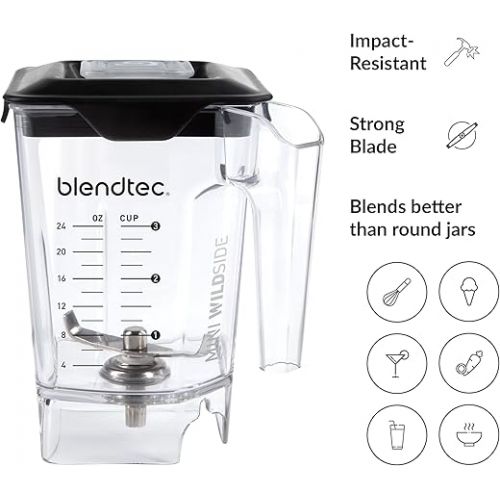  Blendtec Mini WildSide (46 oz), Five Sided, Personalized Blender Jar Vented Latching Lid, BPA-free, Clear