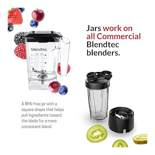  Blendtec Mini WildSide (46 oz), Five Sided, Personalized Blender Jar Vented Latching Lid, BPA-free, Clear