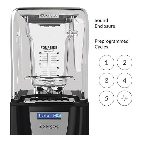  Blendtec Connoisseur 825 SpaceSaver - Commercial-Grade Blender - Wildside+ and FourSide Jar with Vented Gripper Lid - Black