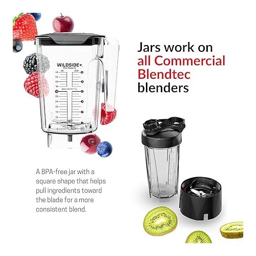  Blendtec Connoisseur 825 SpaceSaver - Commercial-Grade Blender - Wildside+ and FourSide Jar with Vented Gripper Lid - Black