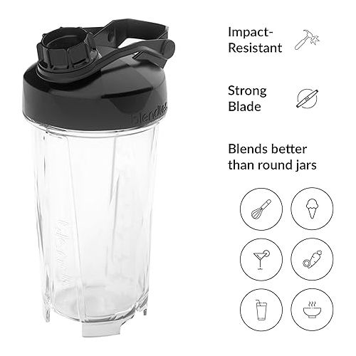  Blendtec GO (30 oz) Bottle, Reusable Single Serve Blender Cup, Includes Travel Lid, BPA-Free Jar, Clear
