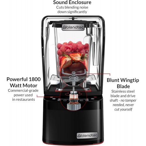  Blendtec GO Cup (34 oz) 800 Blender-WildSide+ Jar (90 oz) Spoonula Spatula BUNDLE - Industries Strongest and Quietest Professional-Grade Power, 11-Speed Touch Slider, Black