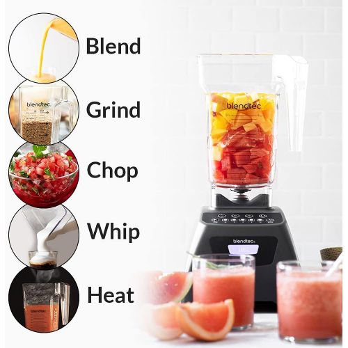  Blendtec Classic 575 Blender - WildSide+ Jar (90 oz) and Spoonula Spatula BUNDLE - Professional-Grade Power - Self-Cleaning - 4 Pre-programmed Cycles - 5-Speeds - Black