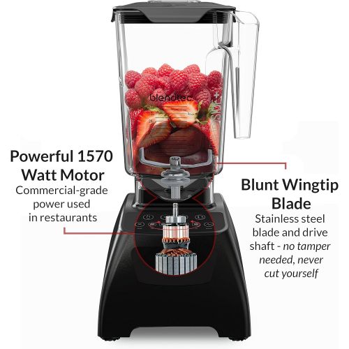  Blendtec Classic 575 Blender - WildSide+ Jar (90 oz) and Spoonula Spatula BUNDLE - Professional-Grade Power - Self-Cleaning - 4 Pre-programmed Cycles - 5-Speeds - Black