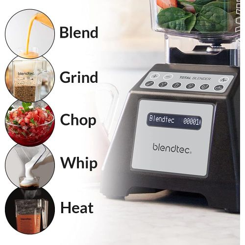  Blendtec Total Classic Original Blender - WildSide+ Jar and Twister Jar BUNDLE - Professional-Grade Power - 6 Pre-programmed Cycles - 10-speeds - Red