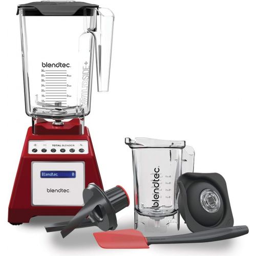  Blendtec Total Classic Original Blender - WildSide+ Jar and Twister Jar BUNDLE - Professional-Grade Power - 6 Pre-programmed Cycles - 10-speeds - Red