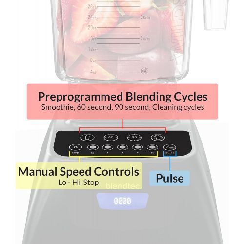  Blendtec Classic 575 Blender - WildSide+ Jar (90 oz) - Professional-Grade Power - Self-Cleaning - 4 Pre-programmed Cycles - 5-Speeds - Black