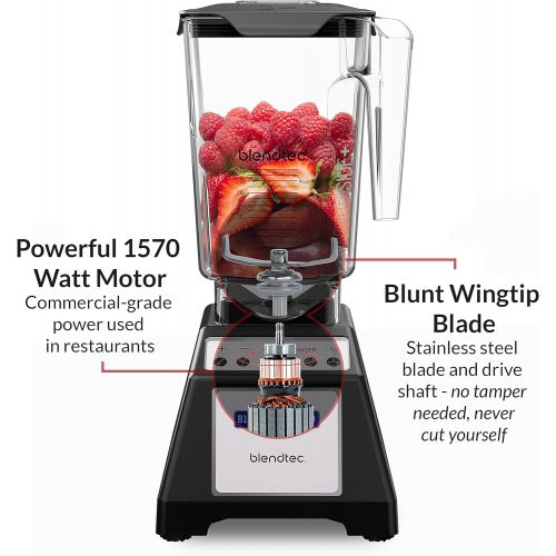  Blendtec Total Classic Original Blender - WildSide+ Jar (90 oz) - Professional-Grade Power - 6 Pre-programmed Cycles - 10-speeds - Black