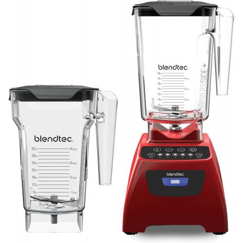  Blendtec Classic 575 Blender WildSide (90oz) and FourSide Jar (75 oz) BUNDLE-Professional-Grade Power-Self-Cleaning-4 Pre-programmed Cycles-5-Speeds-Poppy, 90 Oz, Poppy Red