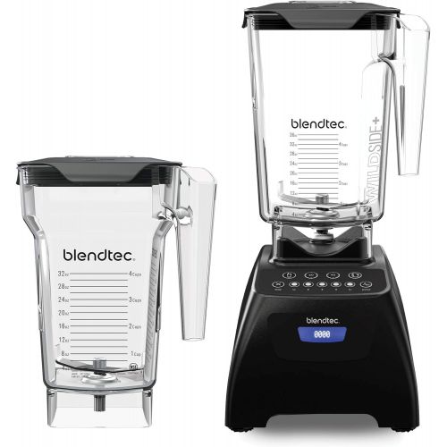  Blendtec Classic 575 Blender with Wildside+ Jar (90 oz) and FourSide Jar (75 oz) BUNDLE, Professional-Grade Power, Self-Cleaning, 4 Pre-programmed Cycles, 5-Speeds, Black,