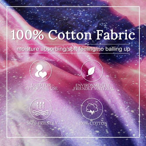  [아마존 핫딜]  [아마존핫딜]BlessLiving 100% Cotton Space Unicorn Bedding Kids Girls Psychedelic Trippy Galaxy Duvet Cover 3 Pieces Pink Purple Sparkle Unicorn Bed Set (Queen)