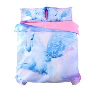 BlessLiving Beddinginn Unicorn Bedding Set 3D Fairy Flying Horse Duvet Cover Set 4 Pieces Bed Cover Set No Comforter Queen Size (89×94/240×225 cm)