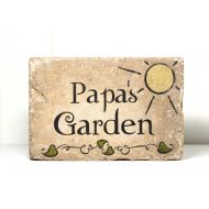 Blessingandlight Custom Garden Stone. 6x9 Personalized PAPAS GARDEN. Rustic tumbled concrete paver. Grandma or Grandpa Garden Sign. Personalized Name Stone