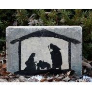 Blessingandlight Nativity- Beautiful Christmas image on tumbled concrete paver- Christmas Decor Home Garden Outdoor