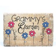 Blessingandlight Grandmas Garden Stone with NAMES. 6x9 Personalized GRANDMAS GARDEN. Rustic tumbled Concrete. 6x9 Outdoor Decor, Personalized Name Stone